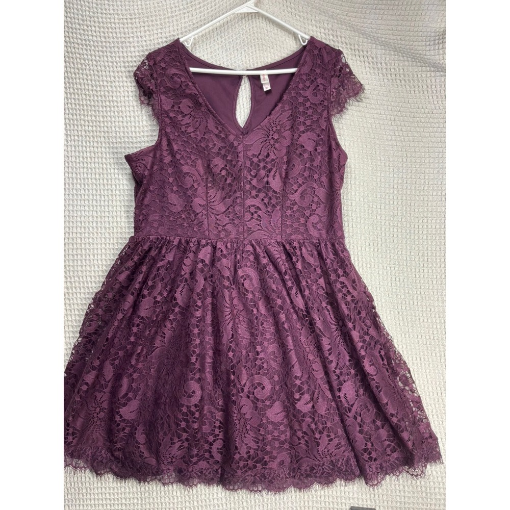 Romantic Womens Xhilaration Lace Fit & Flare Dress XXL Purple